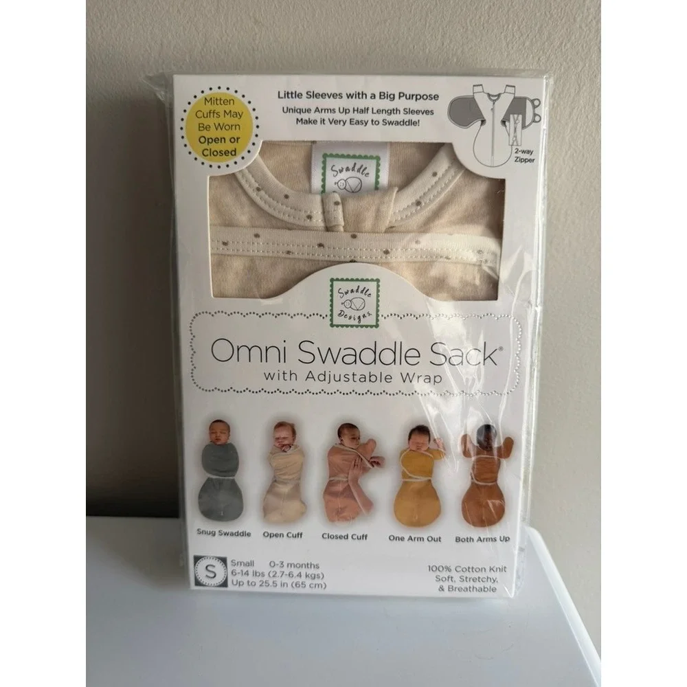 SwaddleDesigns Omni Swaddle Sack Baby Small 0-3M Cream Star Cotton NWT NEW